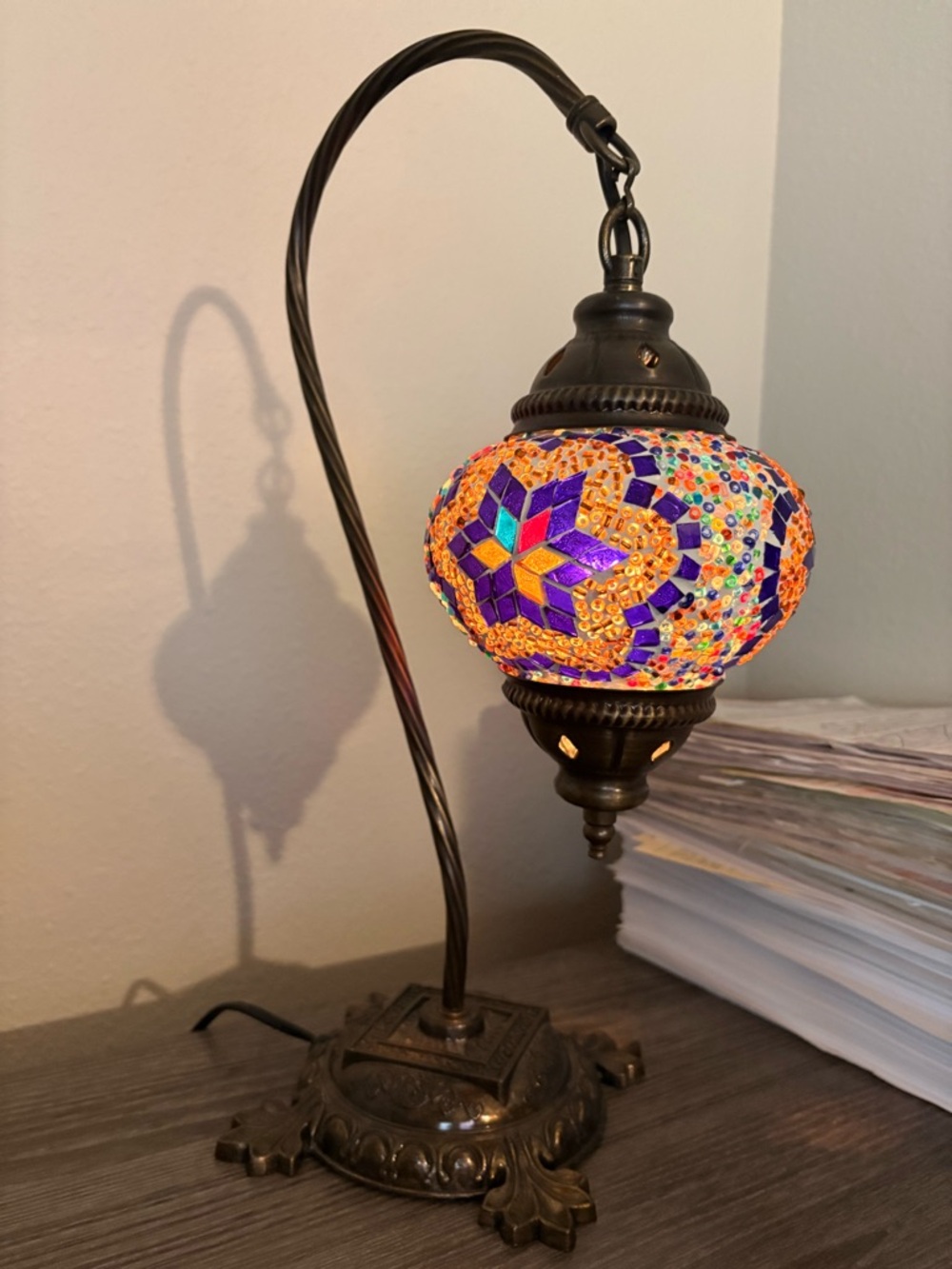 Handmade Mosaic Glass Table Lamp in Multicolor